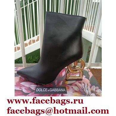 Dolce  &  Gabbana Heel 10.5cm Leather Ankle Boots Black with DG Pop Heel 2021
